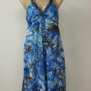 ERULLA Cotton Halter Beaded Empire Waist Dress 8